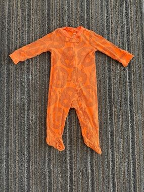 Carter's Orange Pumpkin Print Footed One-Piece